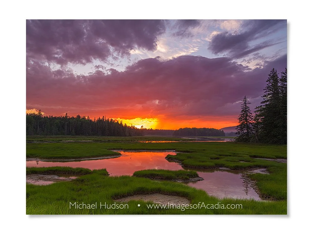 Sunset, Bass Harbor Marsh, Acadia National Park, Maine, USA
