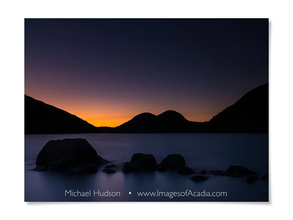 Sundown at Jordan Pond, Acadia National Park, Maine, USA