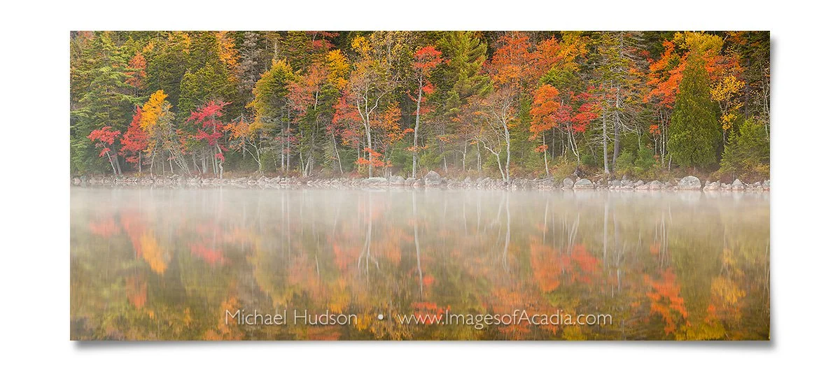 Shoreline of Jordan Pond in Autumn, Acadia National Park, Maine,