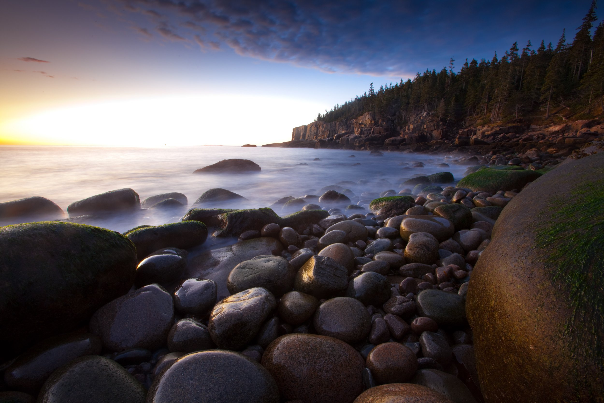 Dawn at the Boulder Beach, Otter Cliff, Acadia National Park, Ma