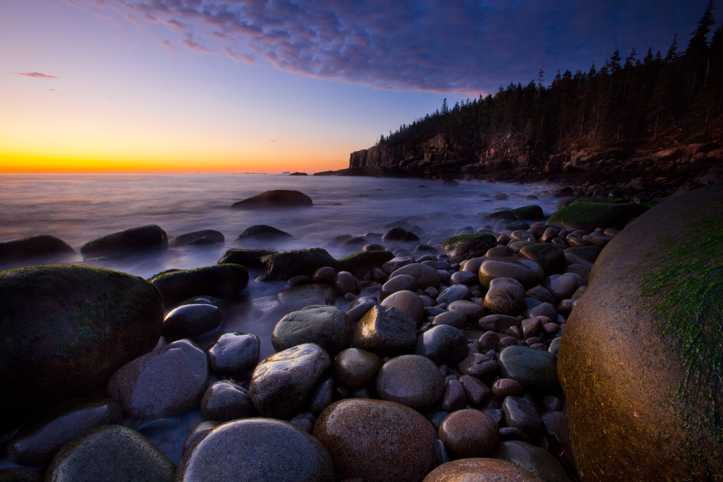 Dawn at the Boulder Beach, Otter Cliff, Acadia National Park, Ma