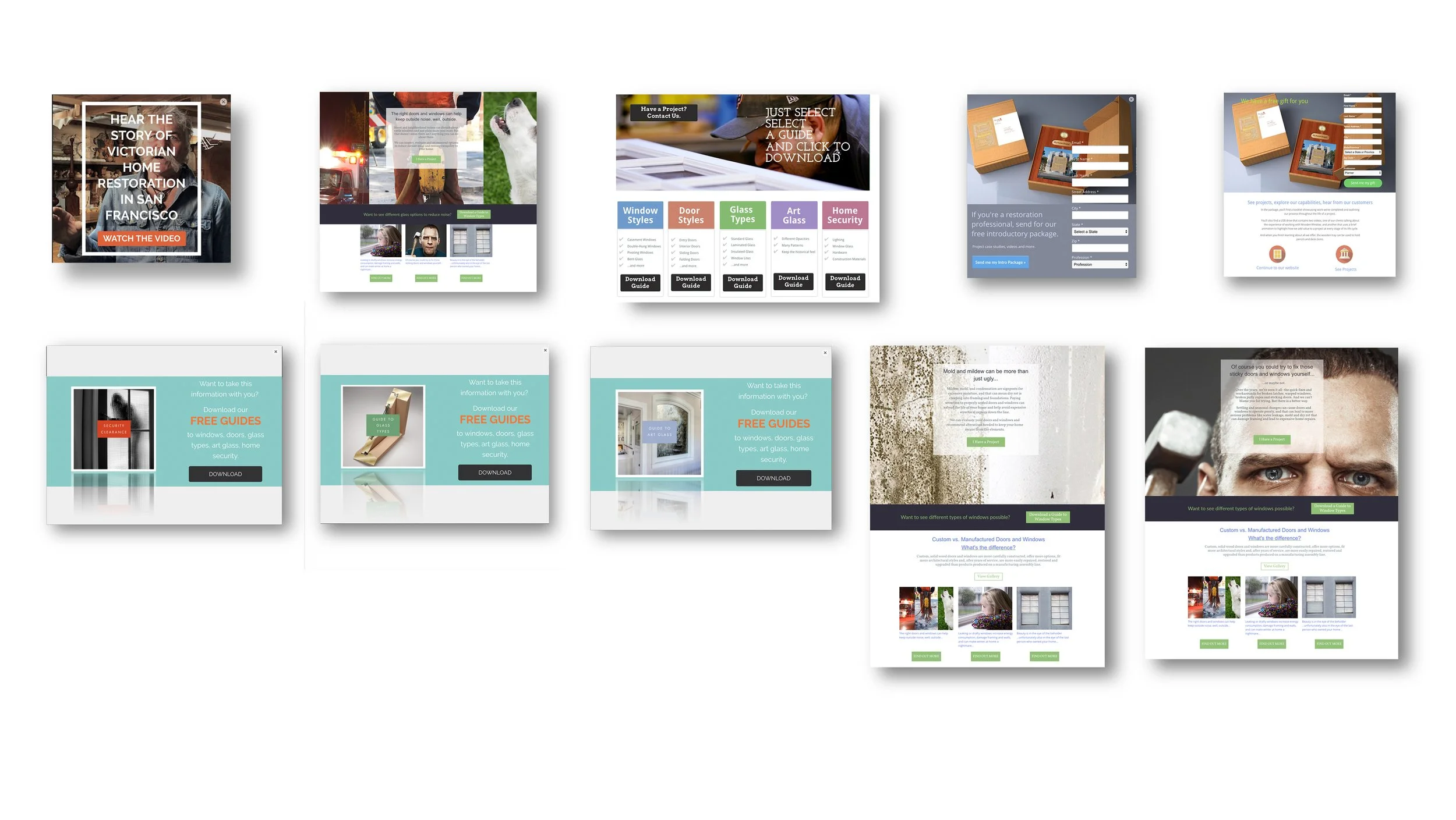  Various pop-ups and landing pages 