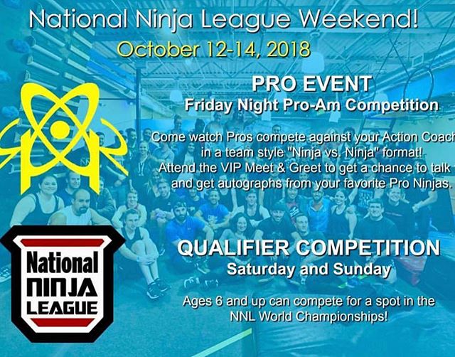 Come watch me try not to embarrass myself as I compete with and against some of the best (and coolest) ninjas in the frikkkin world!! On Friday @sparklyninja, @flexlabreck @the.flying.phoenix @allyssabeird @j0nthegiant, the @ninjaction staff and more will have some fun, testing our limits pro-am style. Then on Sunday, its competition time as we all run the killer course @docobstacle has in store for us....his goal is to make ninjas look silly (which may not bode well for me :/ )
