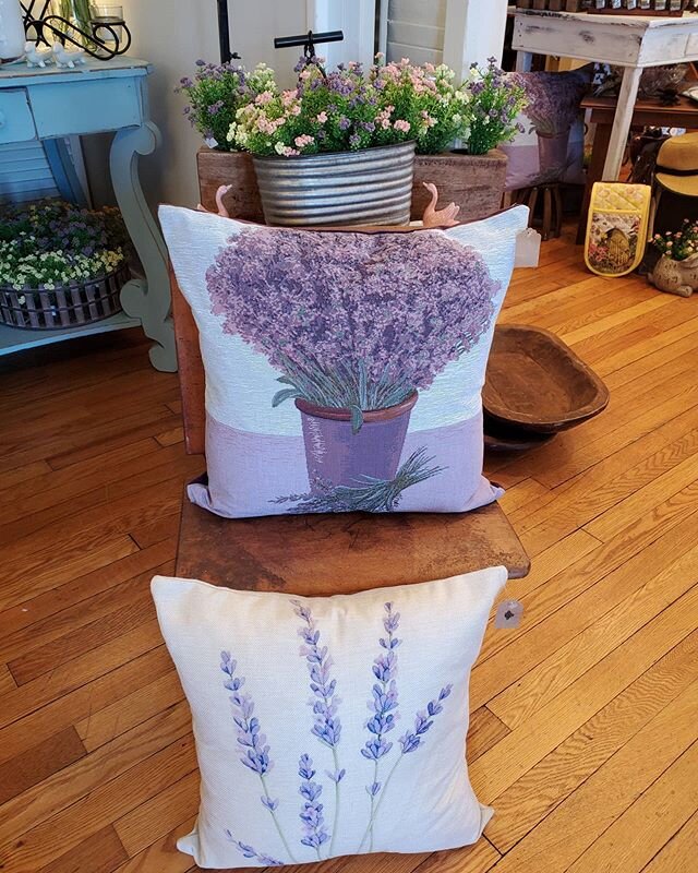 Beautiful Spring Pillows at our Purcellville store -- OPEN THURSDAY THROUGH SUNDAY 11 TO 5.  #vintagemagnoliallc #vintage #homedecor #pillows #shopsmall #shoplocal