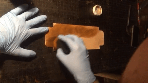 I always do the first coat in a circular motion. Notice how I start to squeeze the sponge to release more dye as it dries out. 
