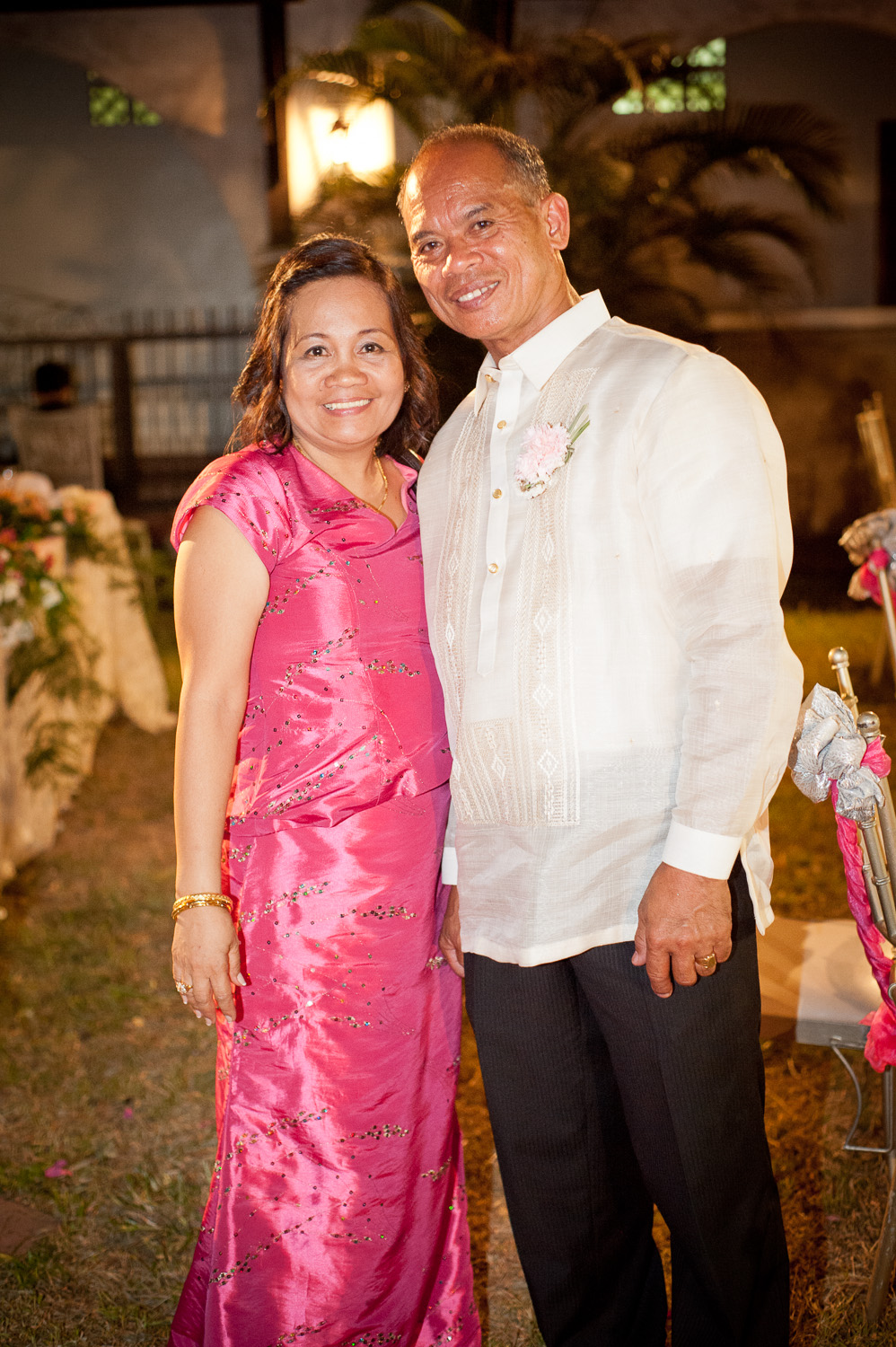 Ate May and her husband during at the wedding reception after her eldest son's church ceremony. Photo taken in 2013.