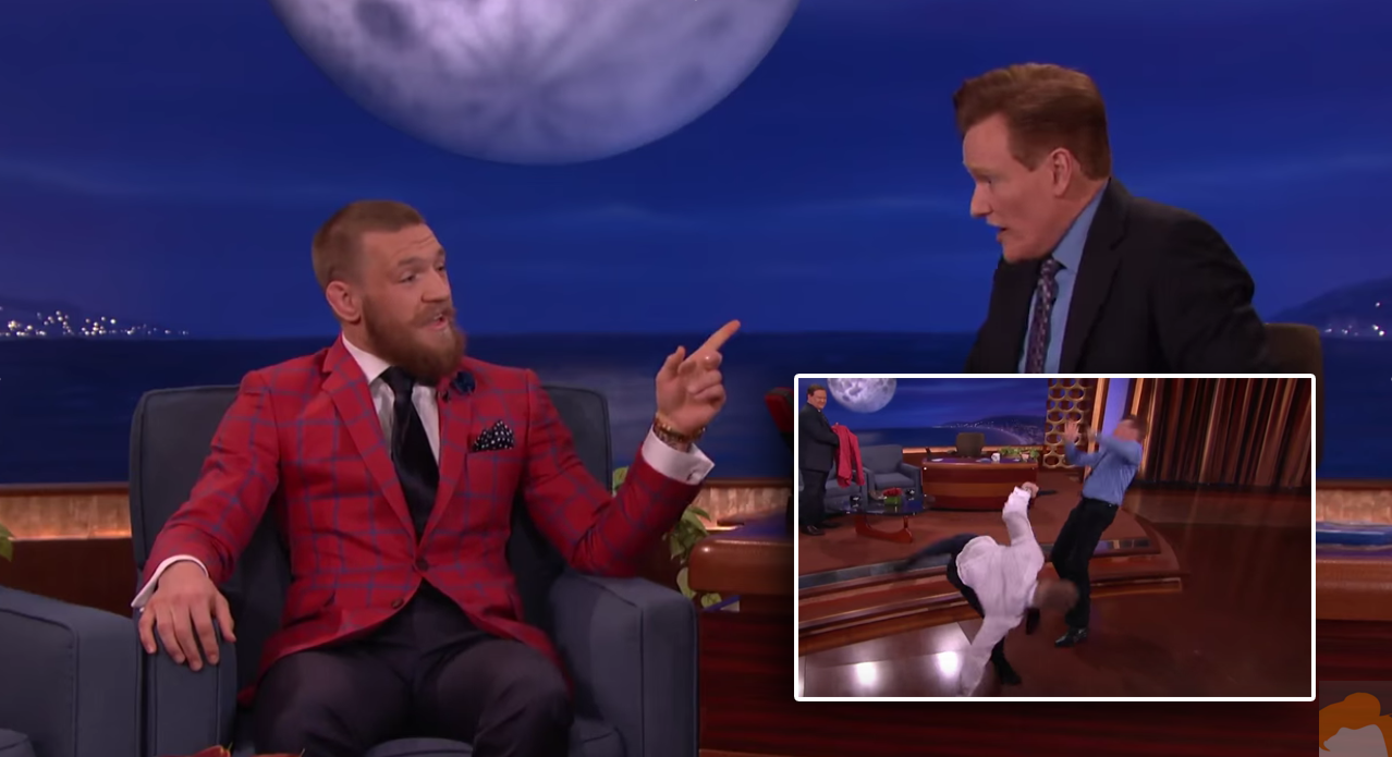 Her knocker Conor McGregor nesten ut Conan O'Brien