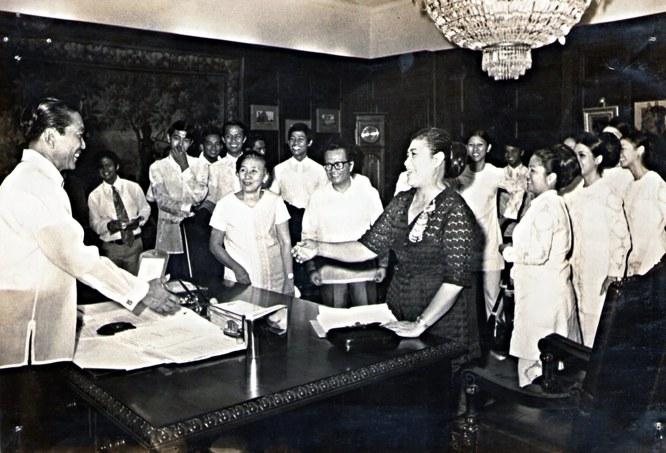 With late President Ferdinand E Marcos during the PBFDT courtesy call of their World Tour 1968 that lasted almost 8 months.