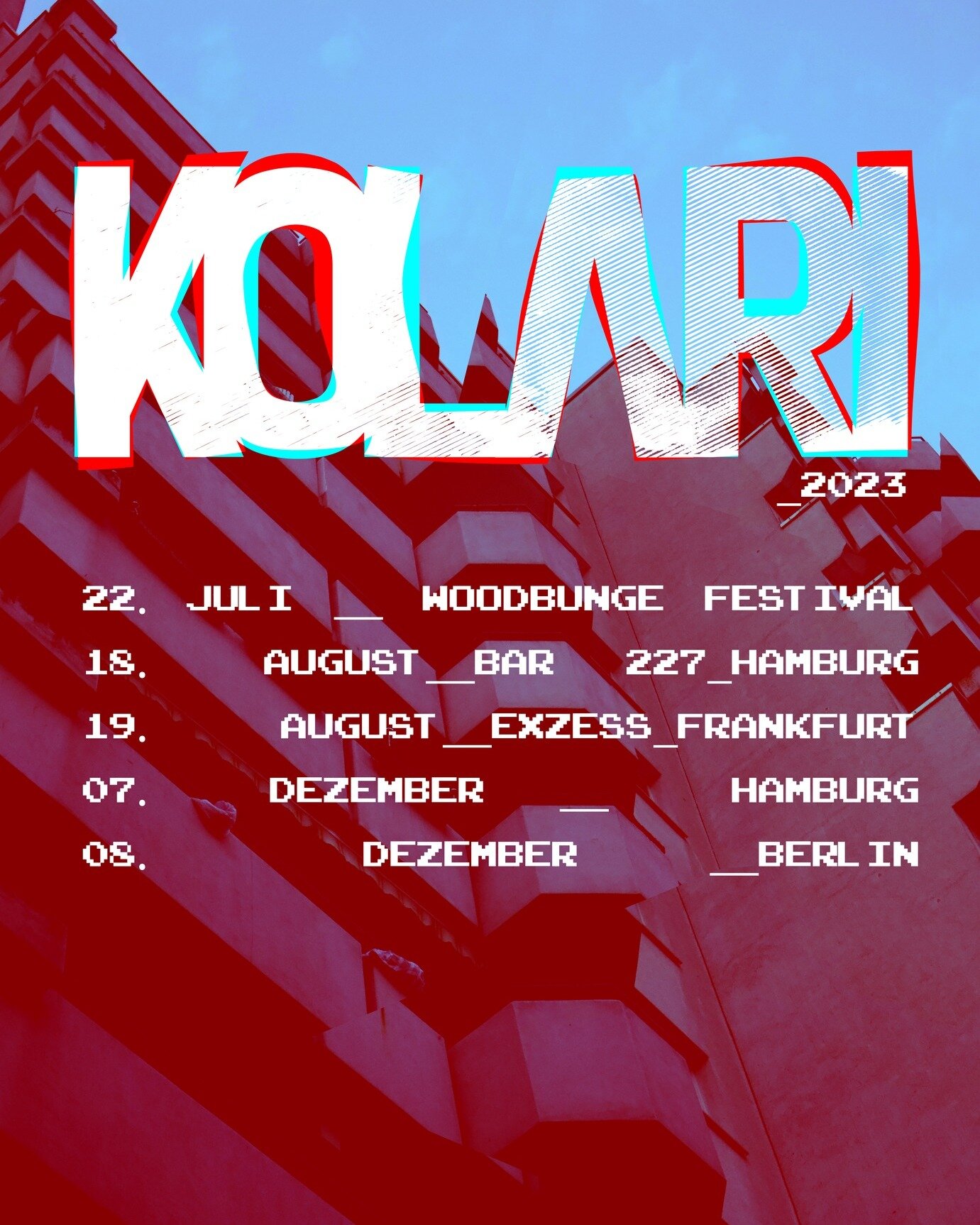 Und weiter geht's! Kommt, seht selbst:

22. JULY 2023 - WOODBUNGE FESTIVAL
18. AUGUST - BAR 227 / HAMBURG
19. AUGUST 2023 - EXZESS / FRANKFURT
07. DEZEMBER - tba / HAMBURG
08. DEZEMBER - tba / BERLIN

#tour #ontour #hamburg #hardcore #posthardcore #d