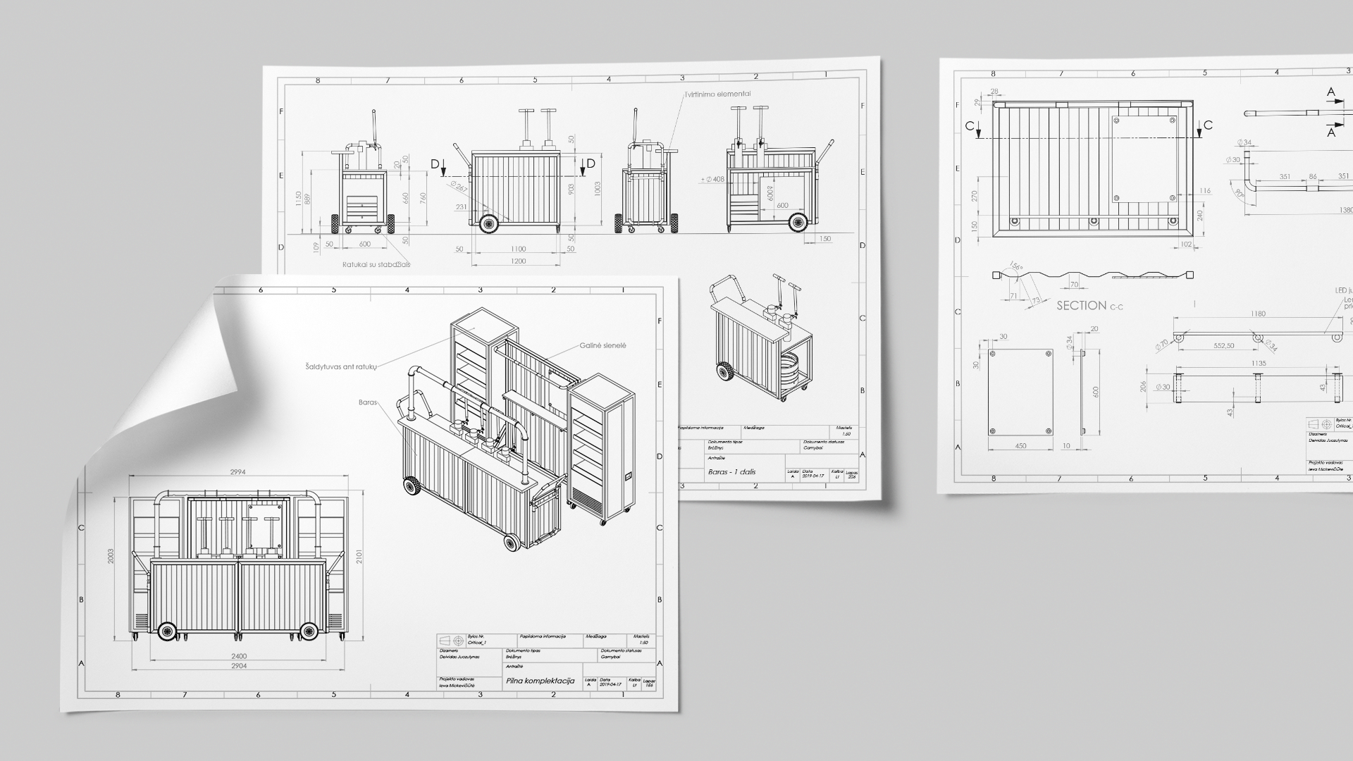 Besides being portable, the bar had to be a versatile to accommodate all the venue limitations and requirements. We developed a modular system which allows this bar to be assembled in 5 different ways. “Raudonos Plytos” is seen as punk rockers because of their experimental approach with its limited edition batches and disruption of the craft beer scene in Lithuania. These notions had to be addressed with simple and energetic design which appeals to young and hip audience. We aimed for rugged and raw DIY look – it had to feel like it was made in a shed by the bartender. We drew inspiration from old worn out shipping containers, their industrial look was complimented by raw wood, pipes and some bricks.