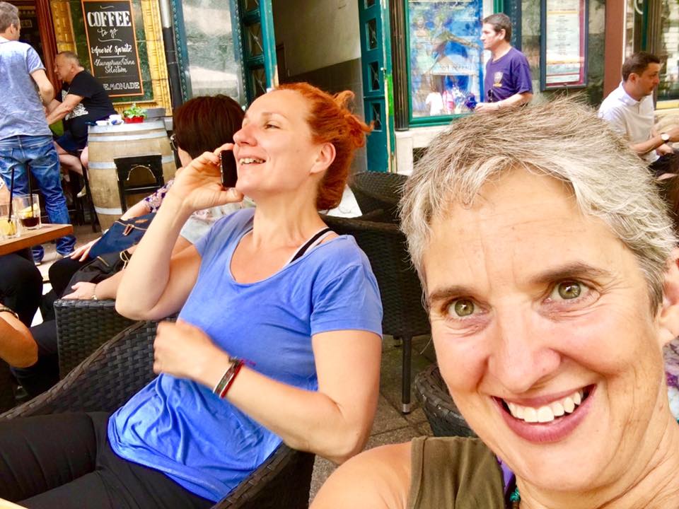 Helen and Kinga on lunch break at the local Cafe