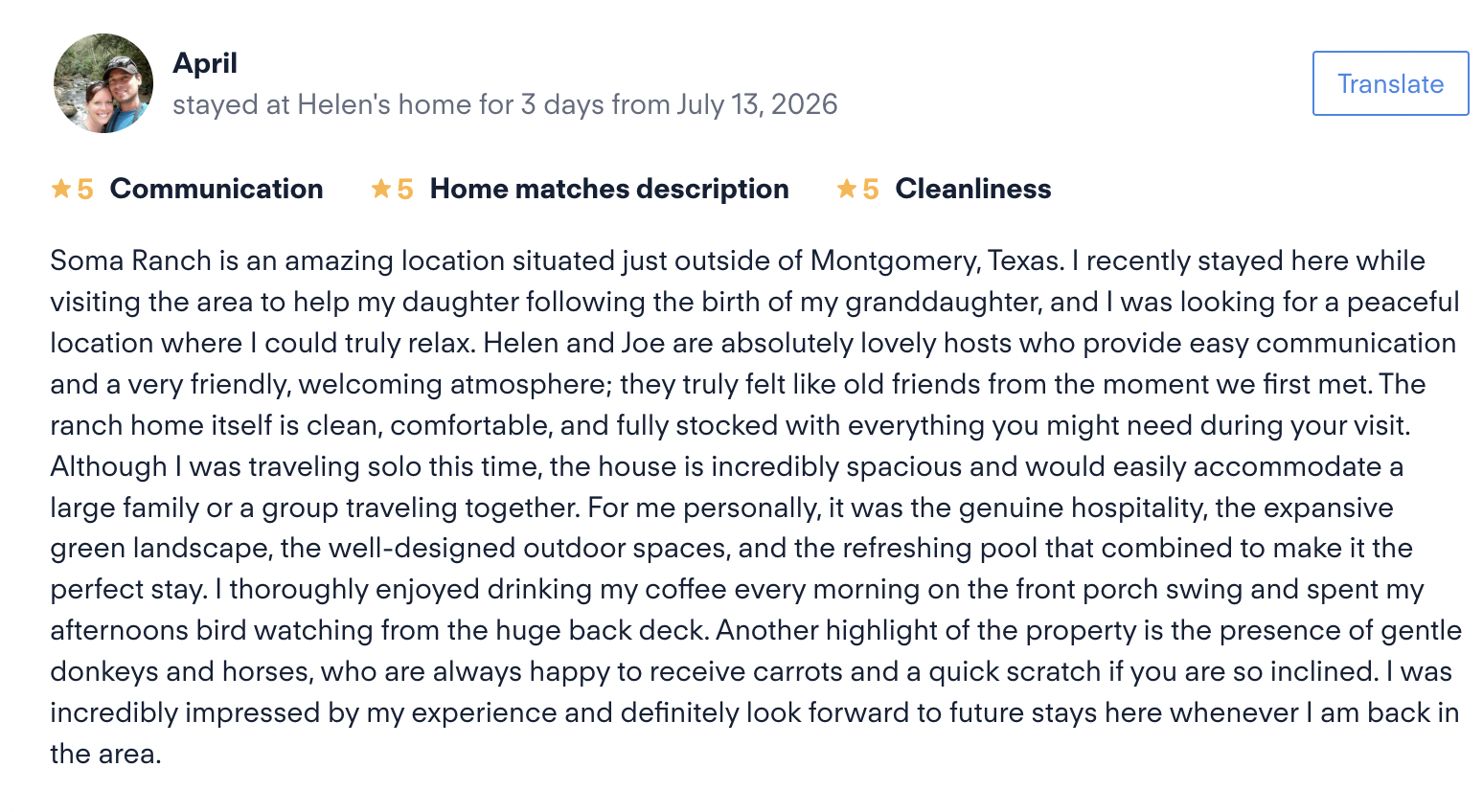 A fabulous 5 Star Review with HomeExchange