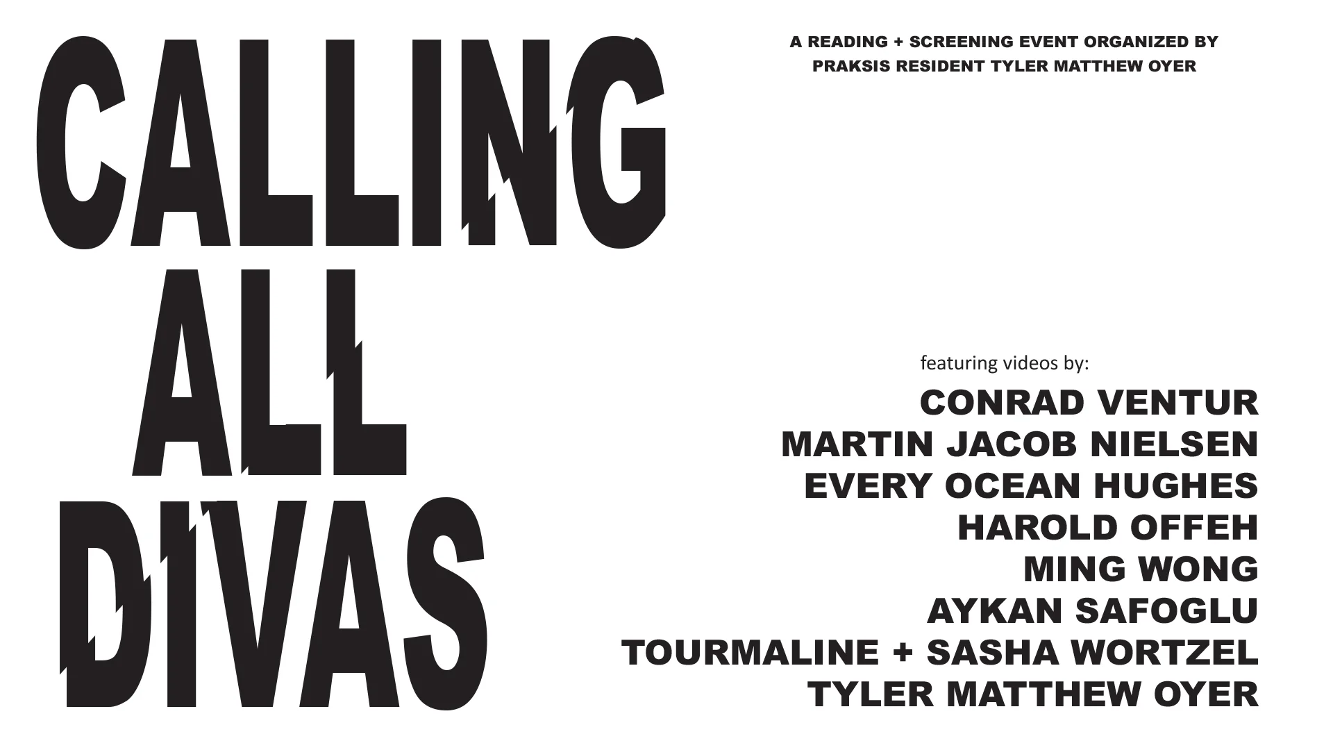 CALLING ALL DIVAS //  Reading and Screening Programme