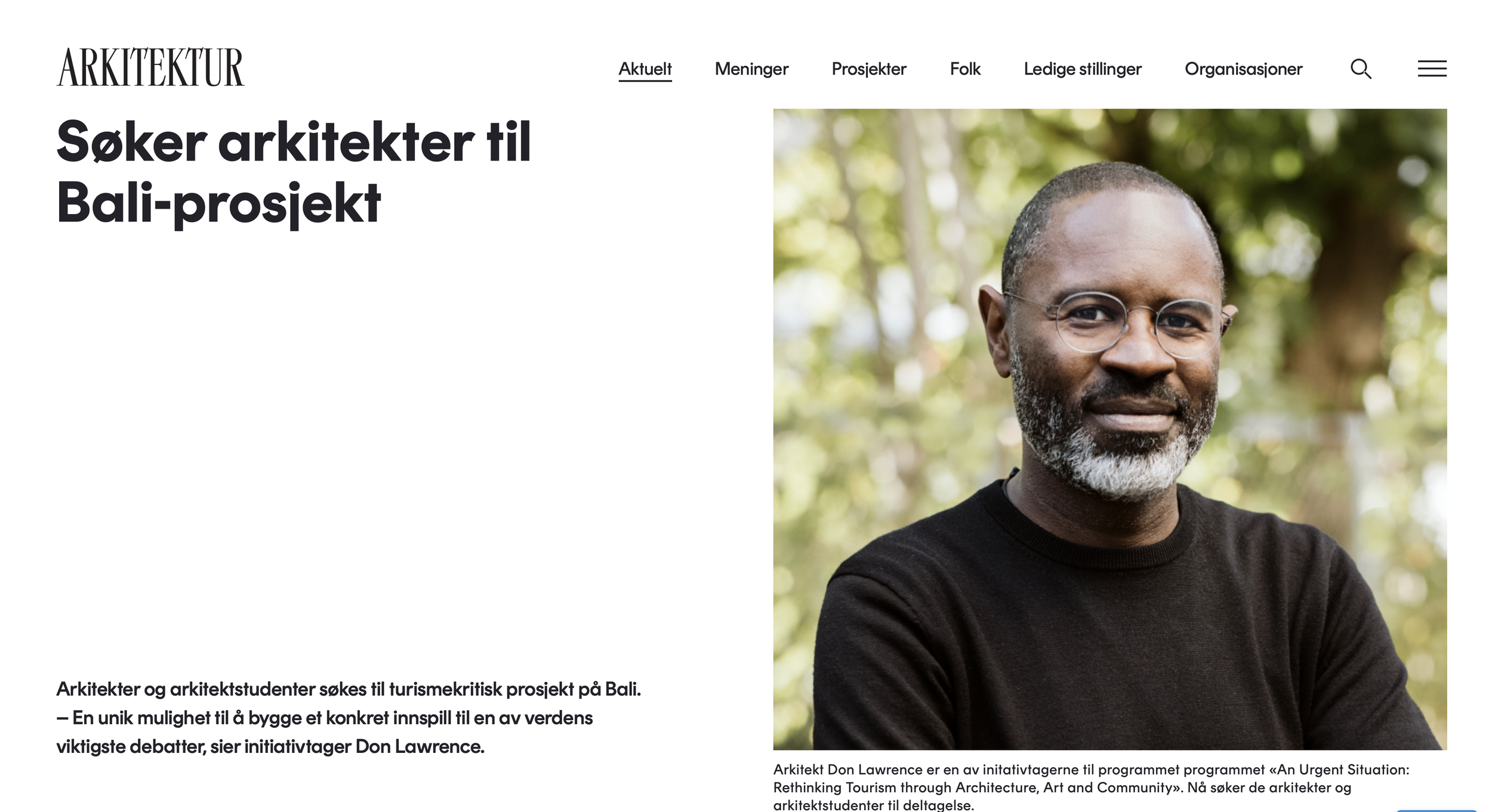 Søker arkitekter til Bali-prosjekt