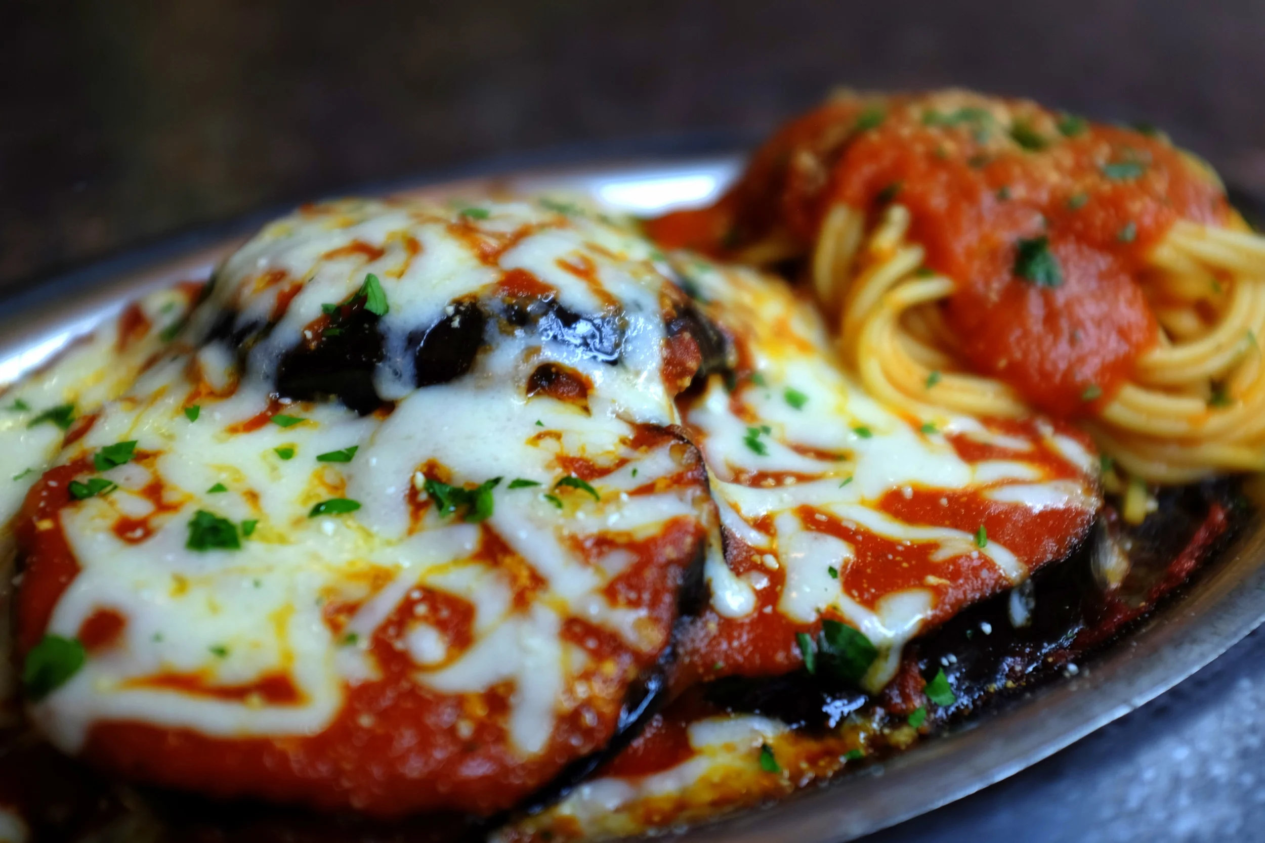Eggplant Parmesan with Spaghetti