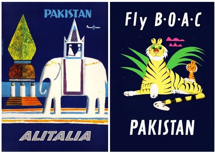 Source: 1958 Alitalia Pakistan, Galerie 123 and 1953 Fly Boac, UsmanMalik