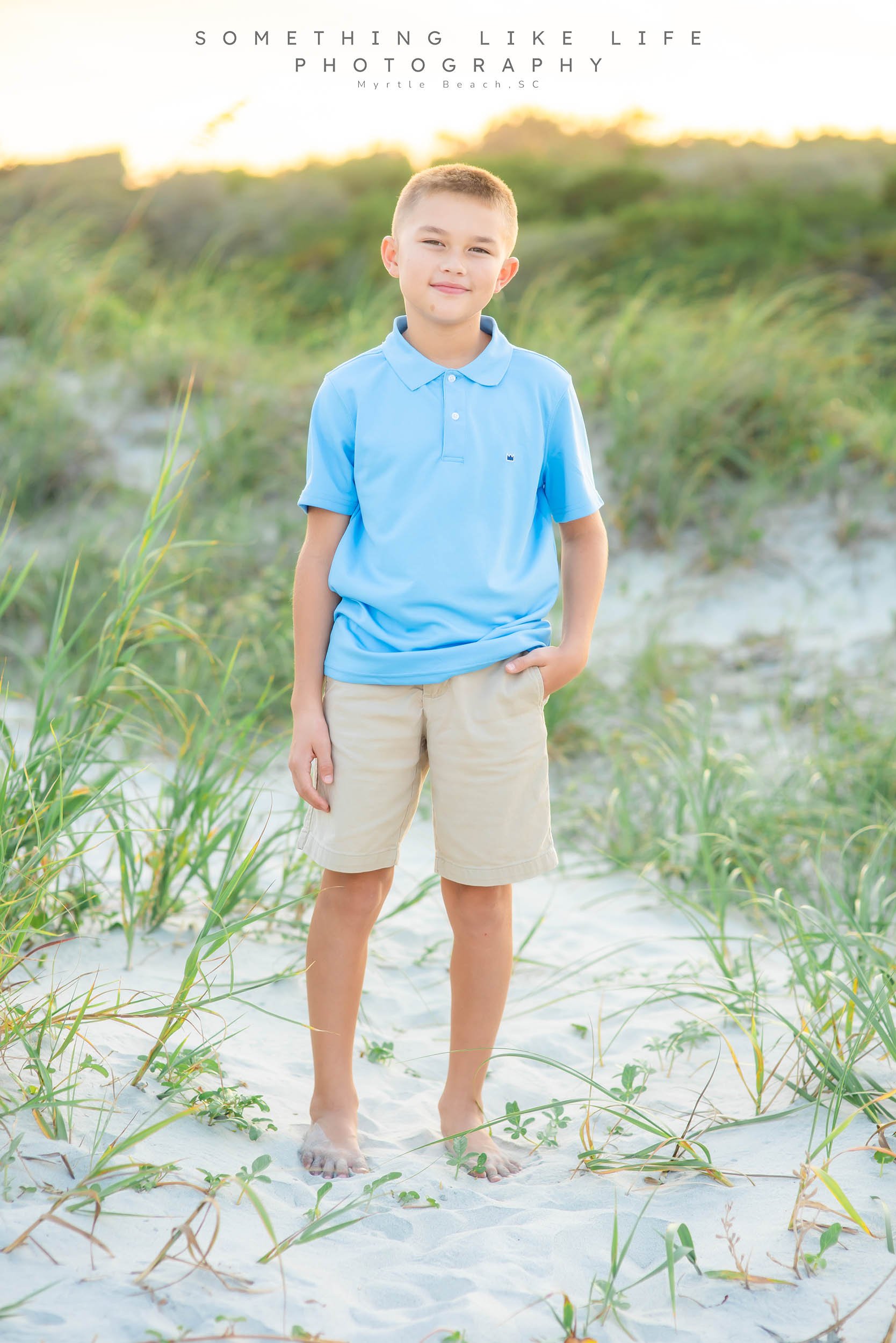 Sunset Beach Portrait of a Young Boy