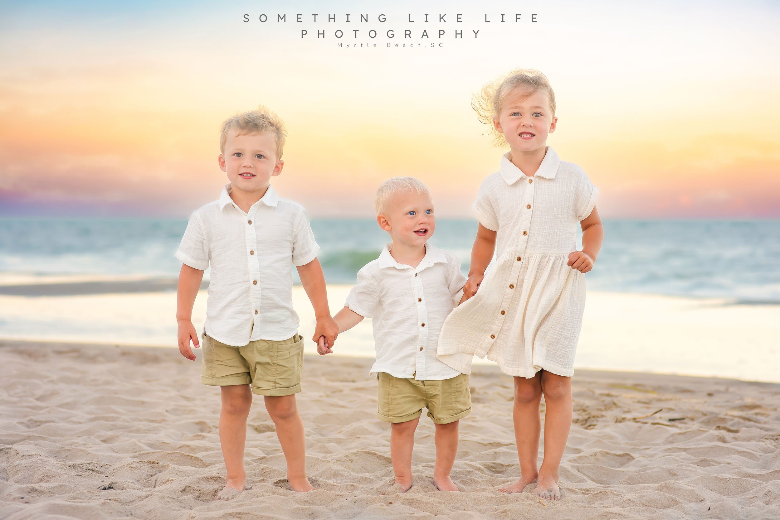 Sunset Sibling Beach Portrait