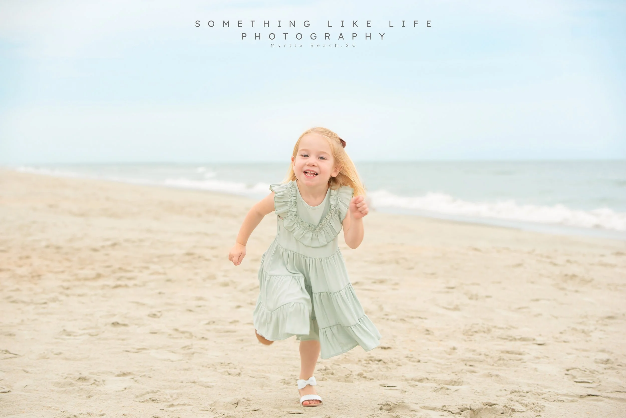 Child Running on the Beach at Sunset in Myrtle Beach
