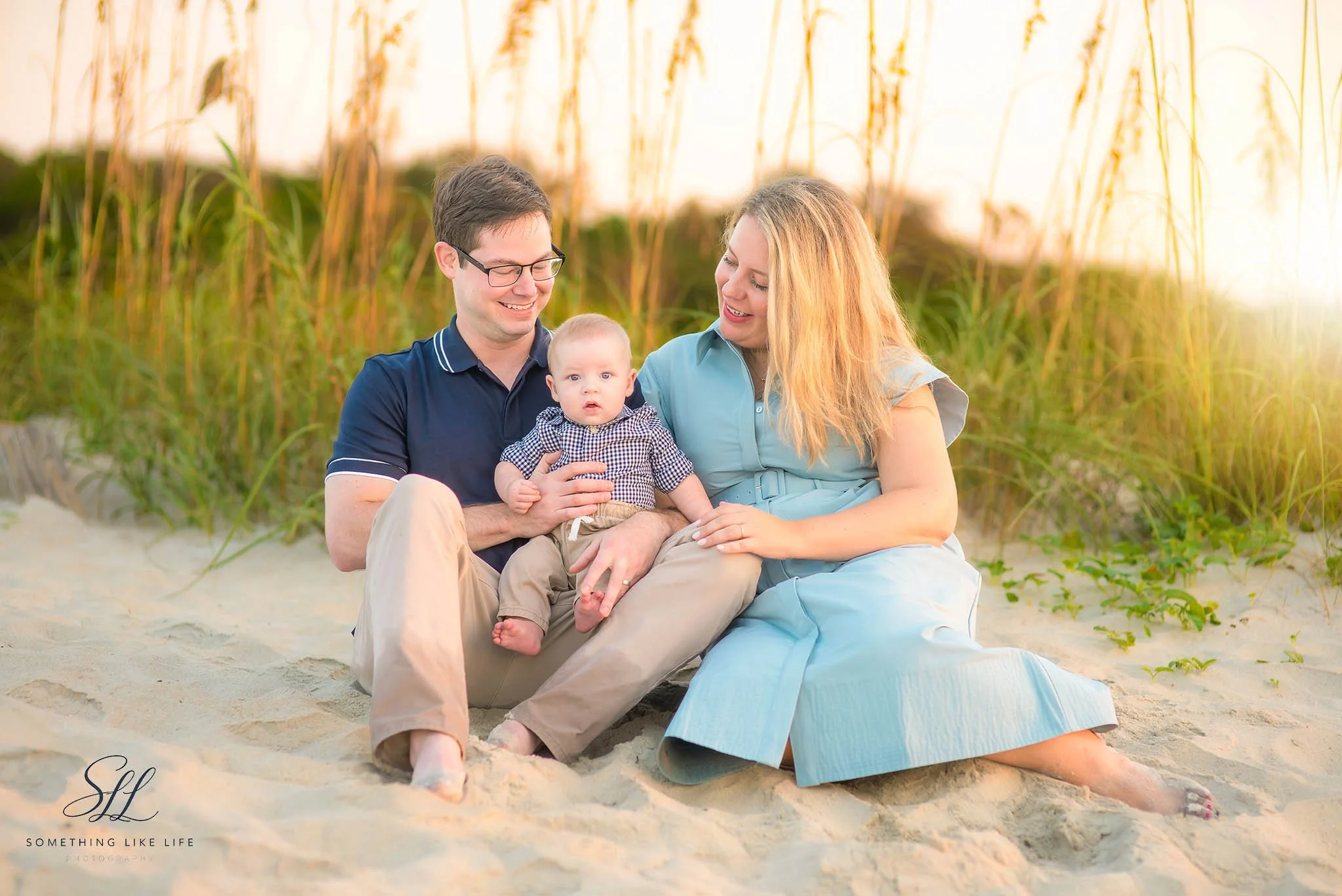 Myrtle Beach Family Session in Sand Dunes at Sunset