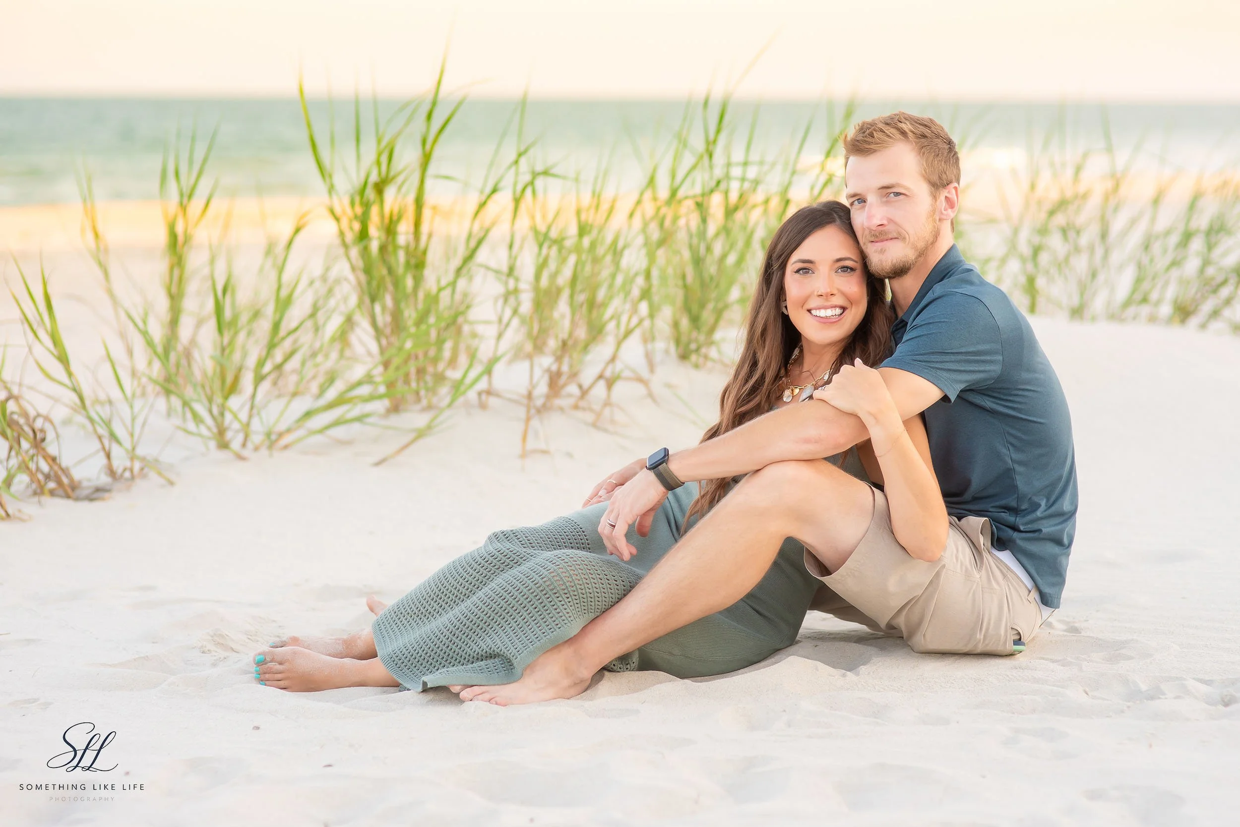 Relaxed Couple Beach Portraits in Murrells Inlet, SC