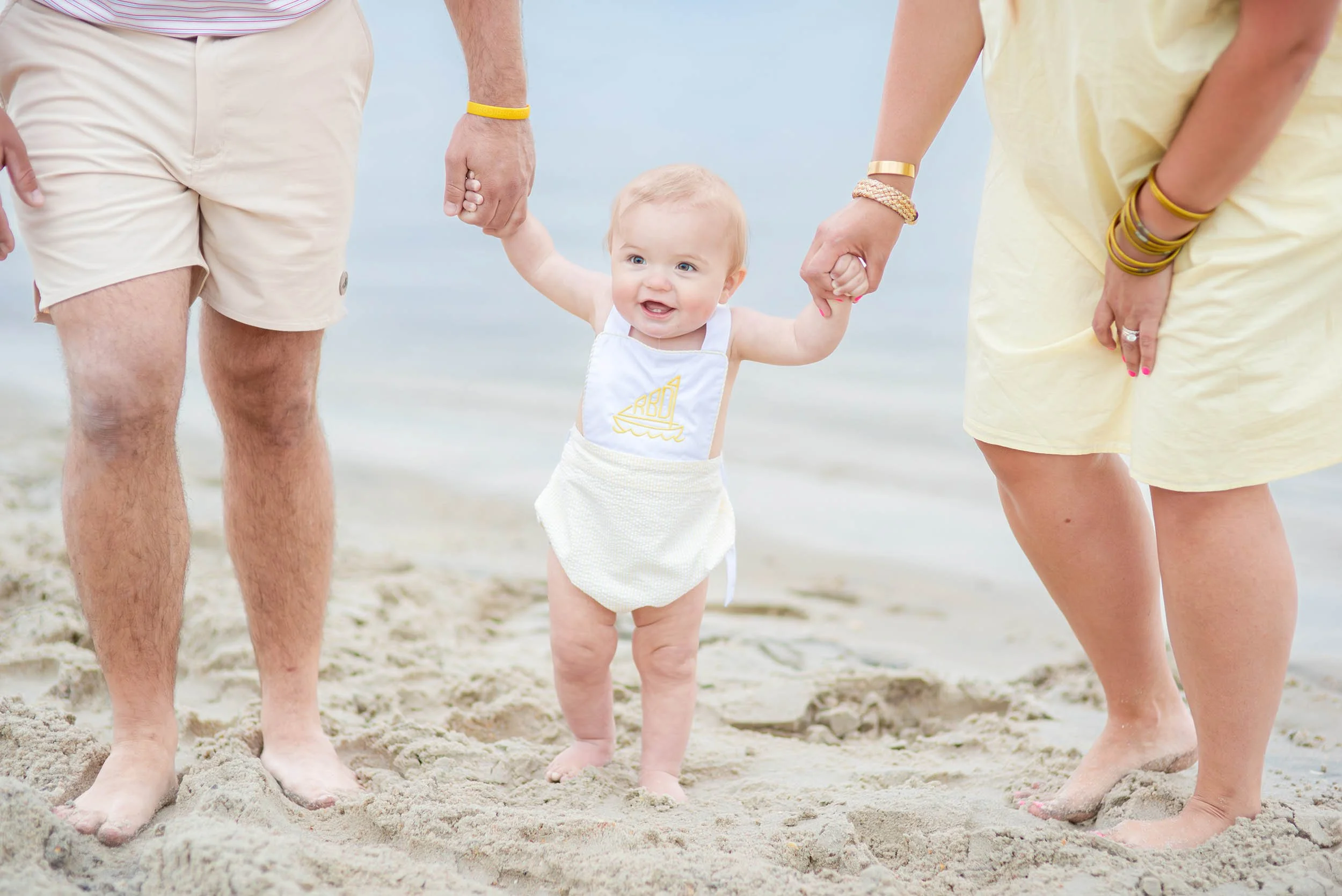 Baby's First Beach Steps at Garden City Beach | South Carolina Family Photography