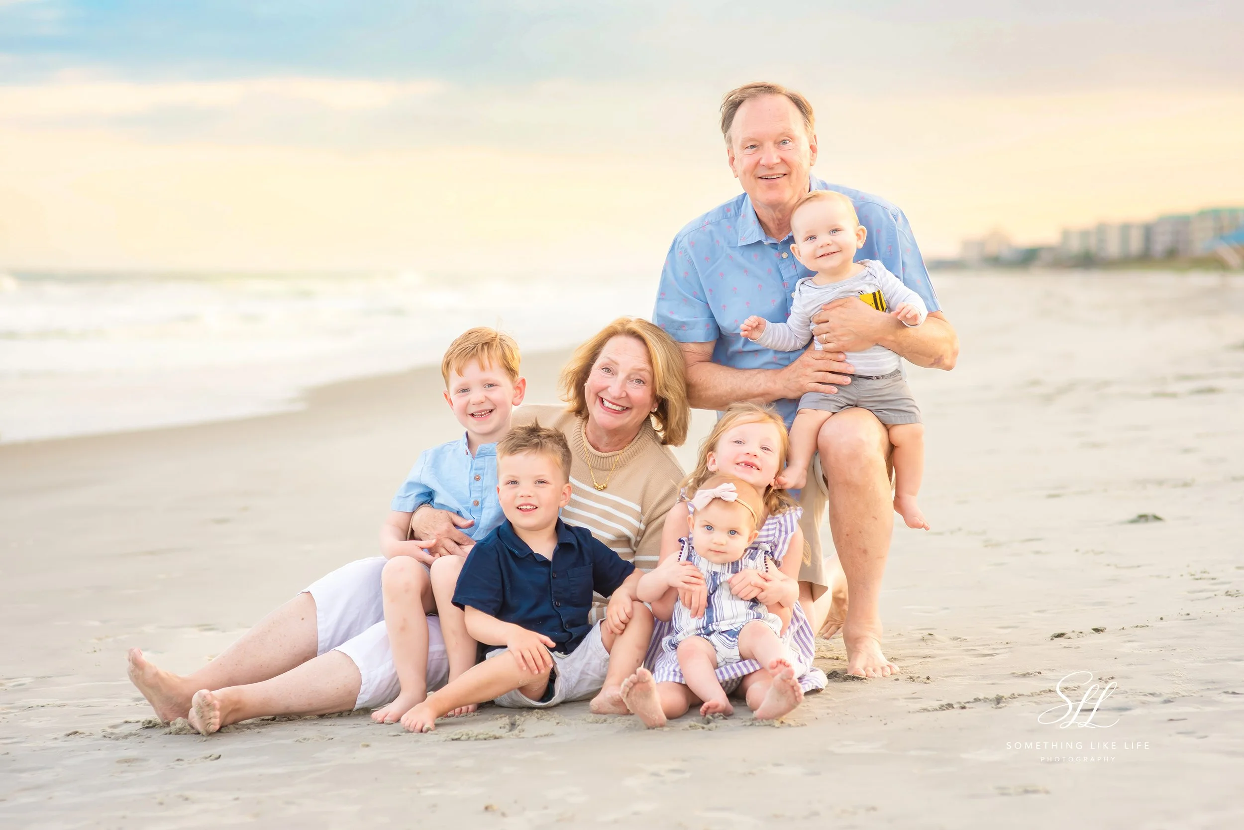 Grandparents & Grandchildren Photography at Litchfield Beach, SC | Sunset Family Portraits