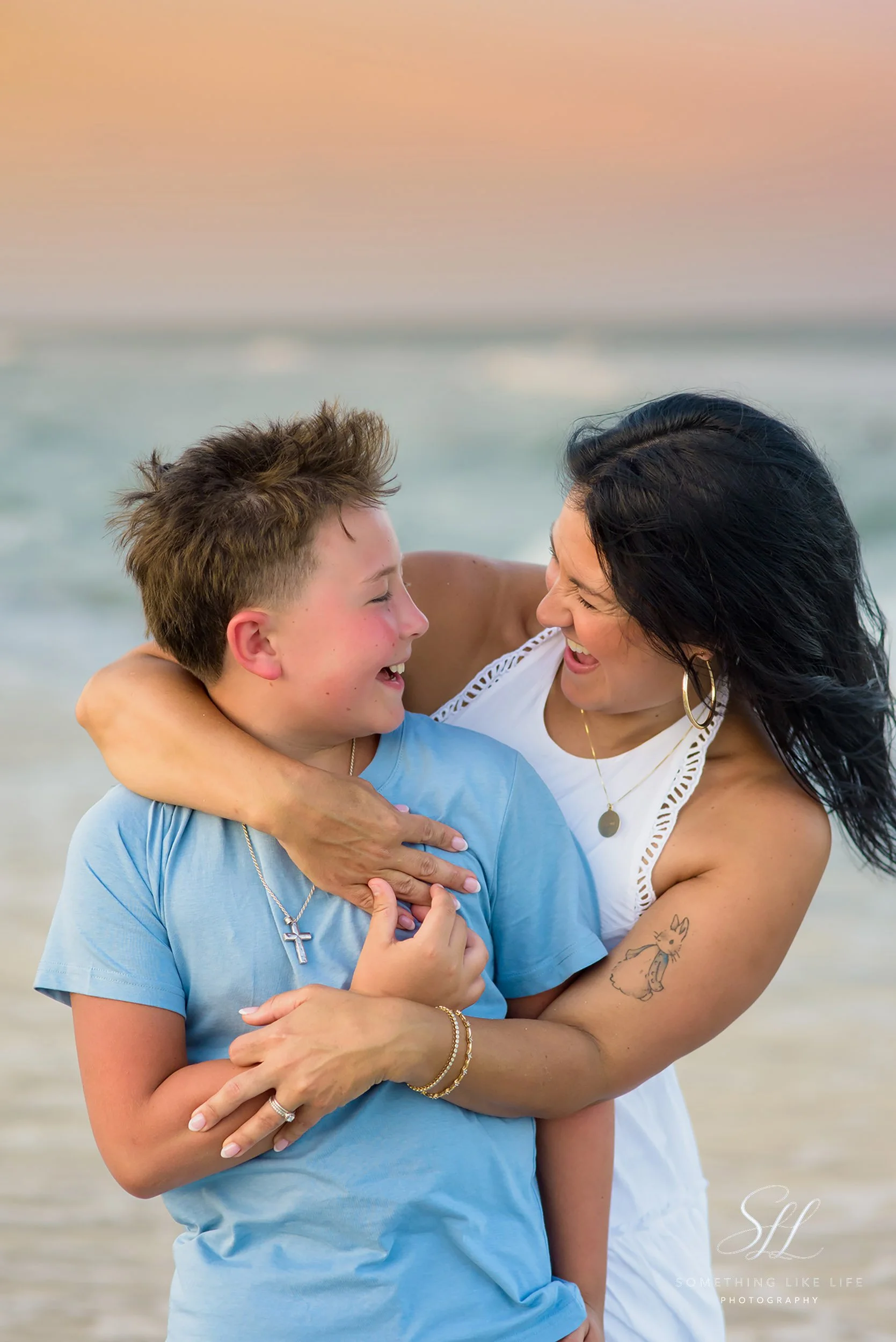 Mom & Son Sunset Portraits at Litchfield Beach, SC
