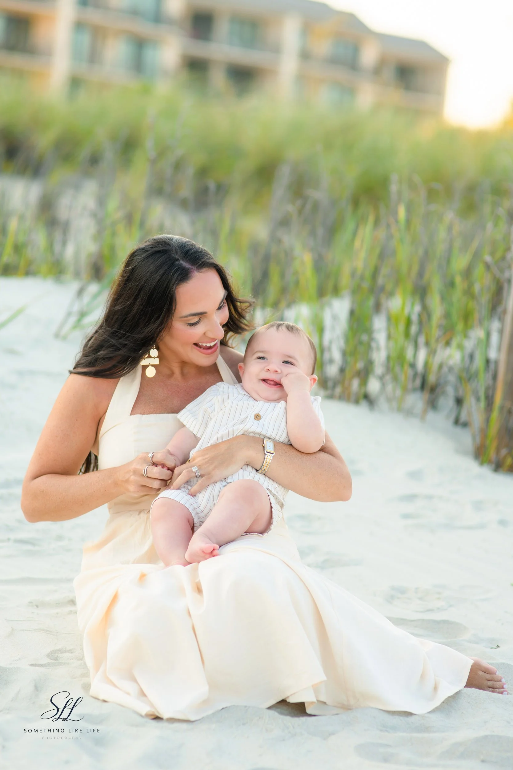 Mother and Baby Beach Portrait at Litchfield by the Sea SC