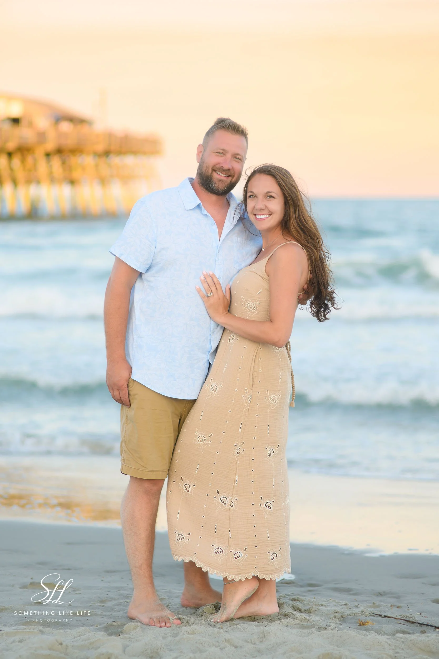 Mom and Dad Beach Portrait at Sunset in Garden City SC
