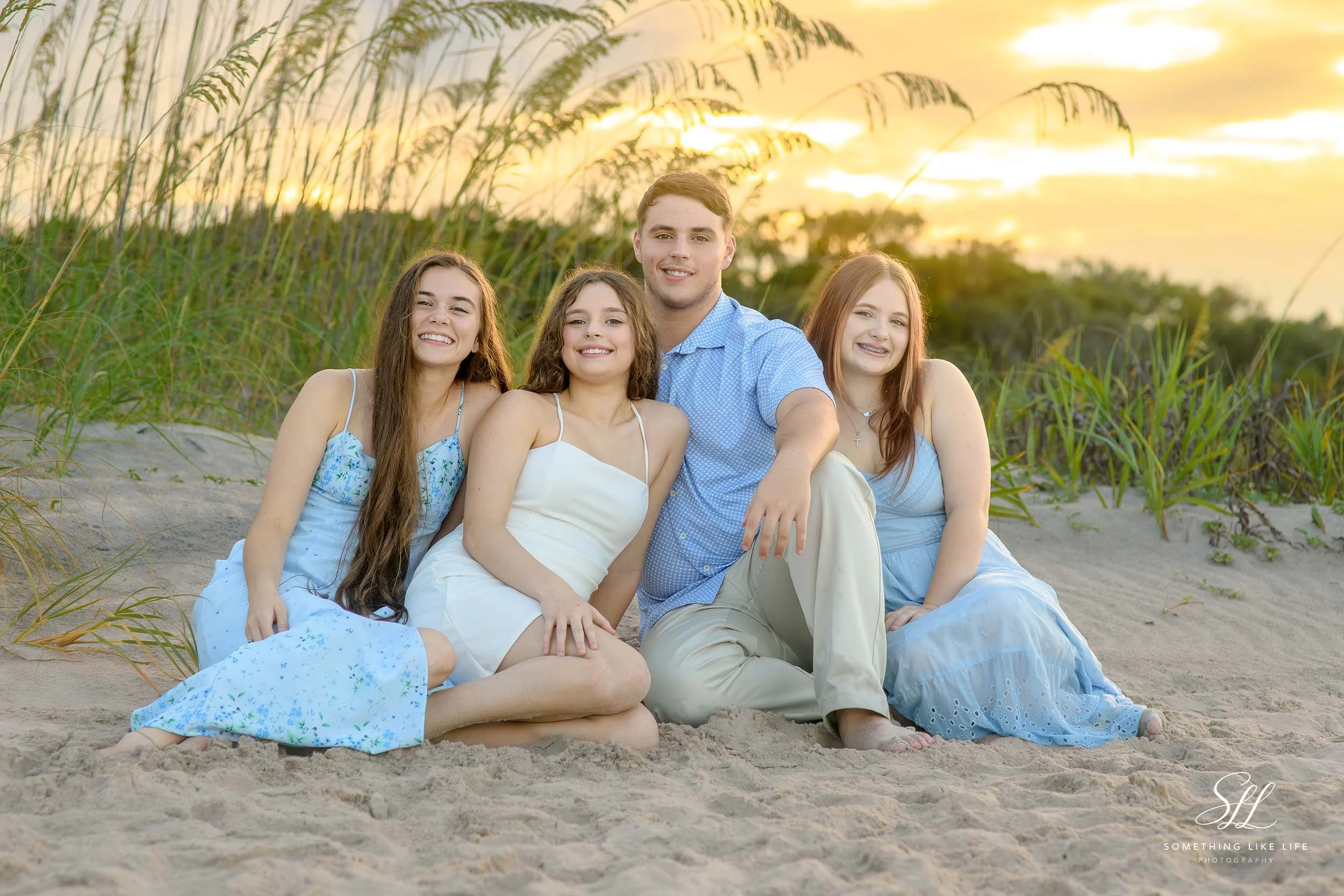 Sibling Sunset Portrait at Huntington Beach State Park