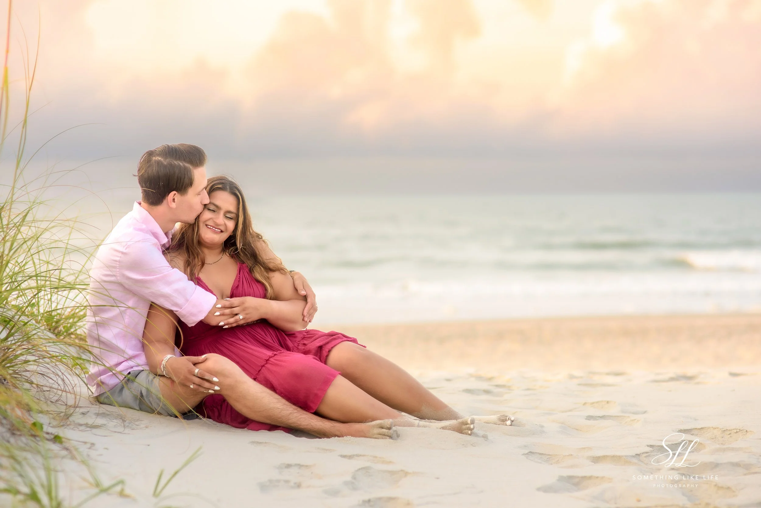 Romantic Sunrise Couples Portrait at Huntington Beach State Park