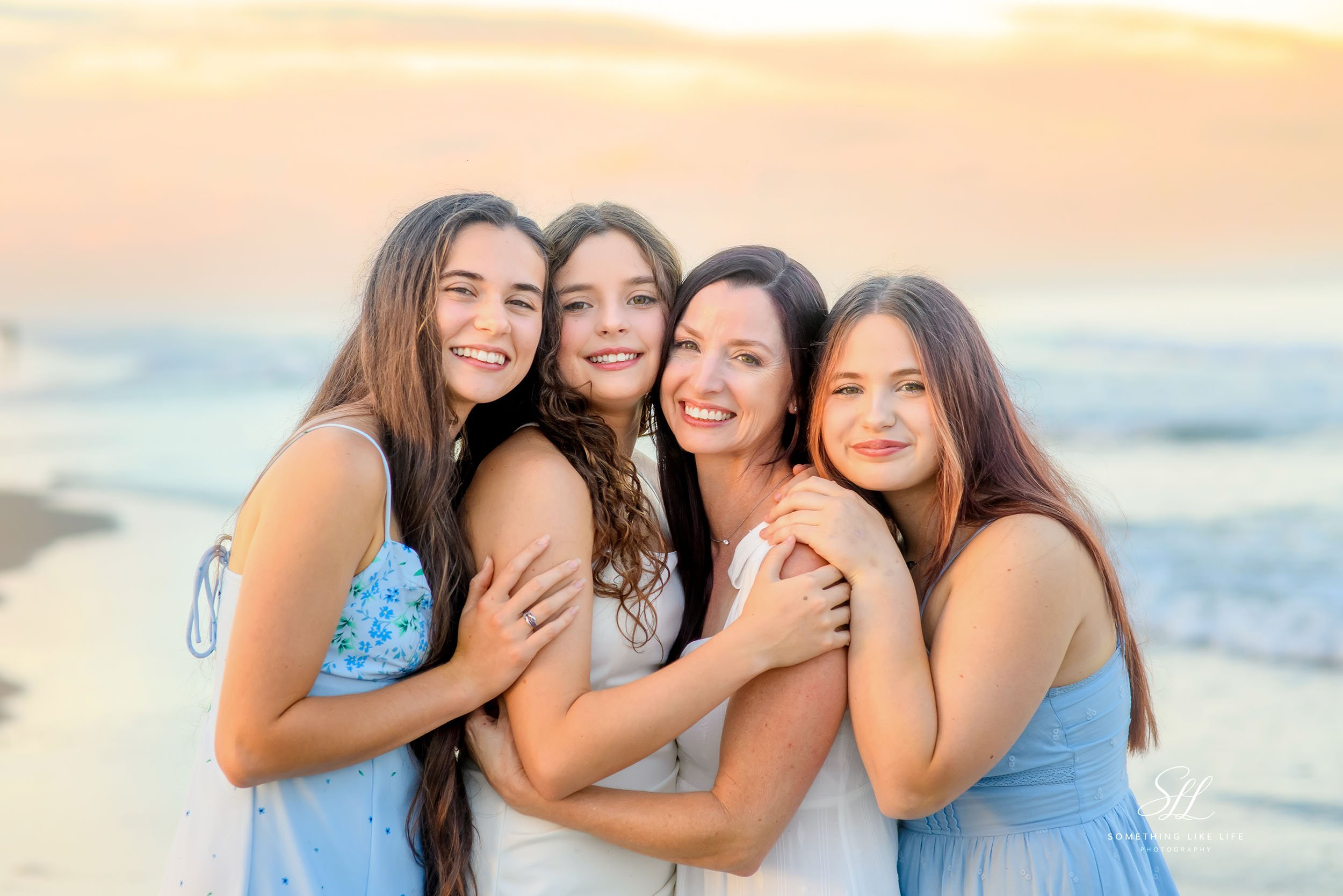 Mother and Daughters Beach Portrait at Huntington Beach State Park