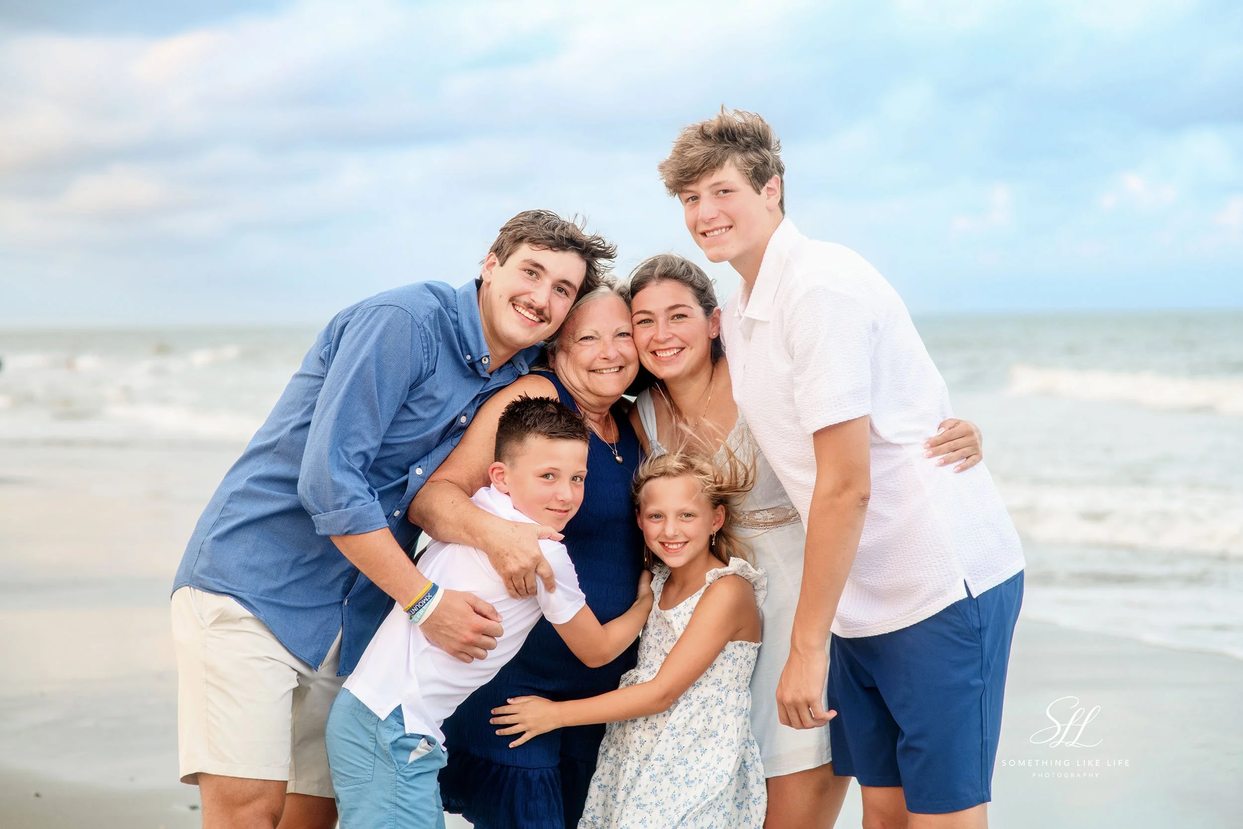 Grandma and Grandkids Beach Portrait at Ocean Lakes Myrtle Beach