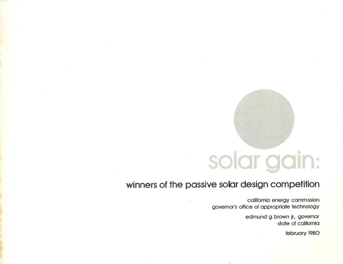 Solar Gain: Winners of the Passive Solar Design Competition, 1980