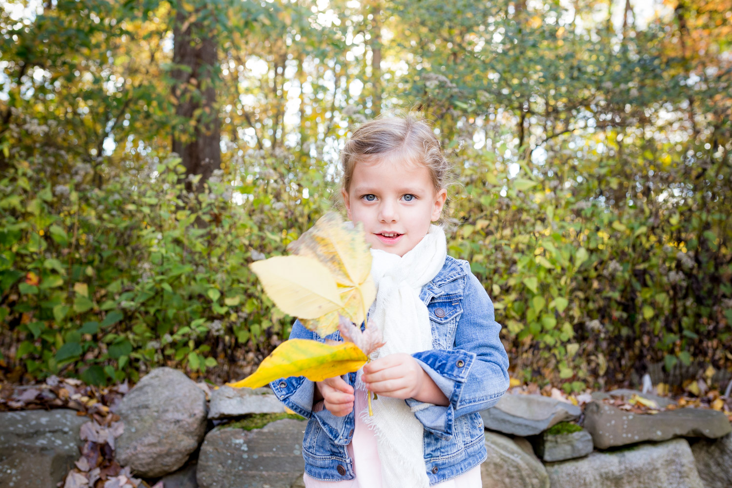 little girl holding her big leaf