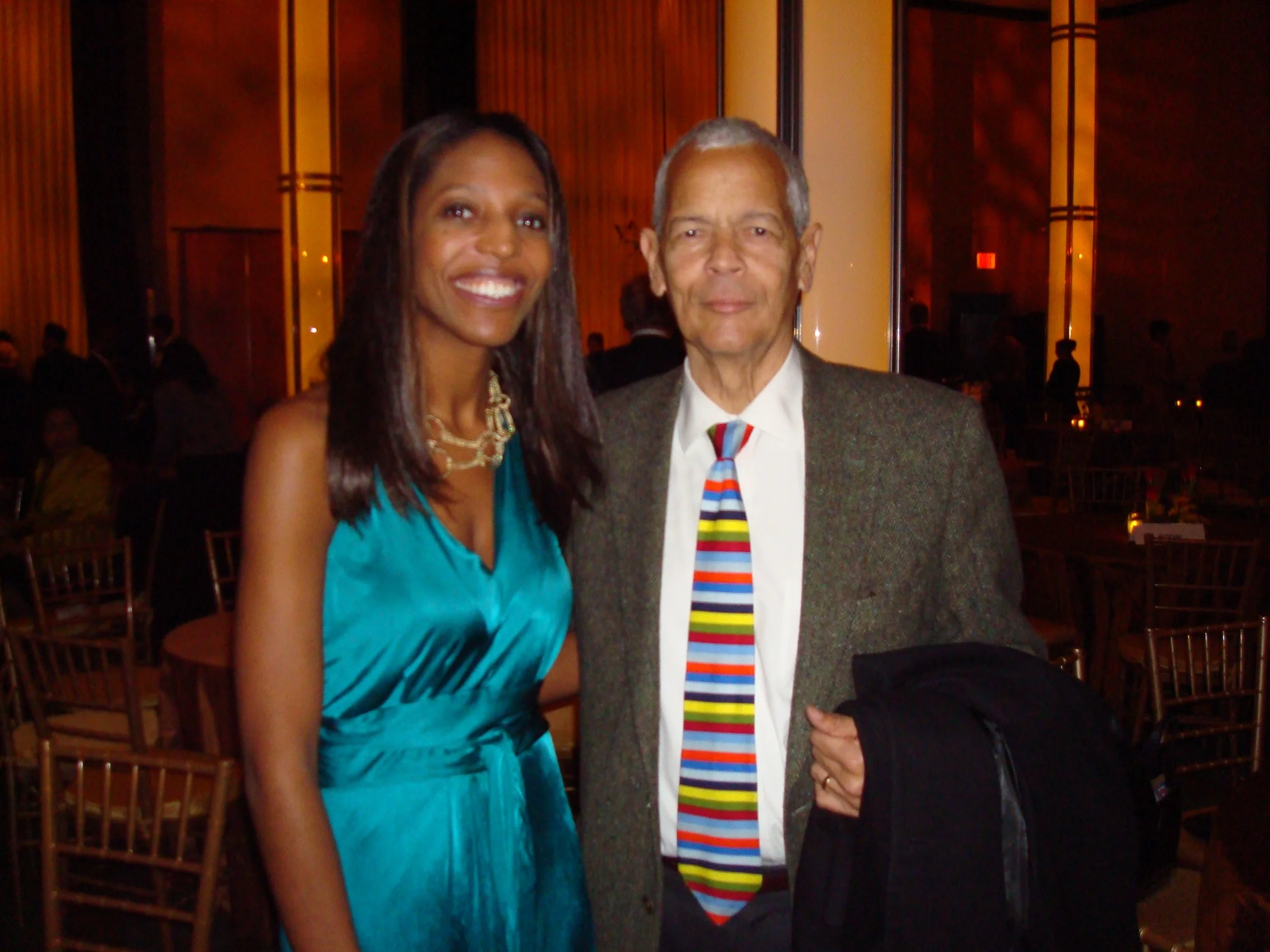 Keli with interview subject and one of her personal heroes, civil rights legend Julian Bond at the 2008 Inauguration