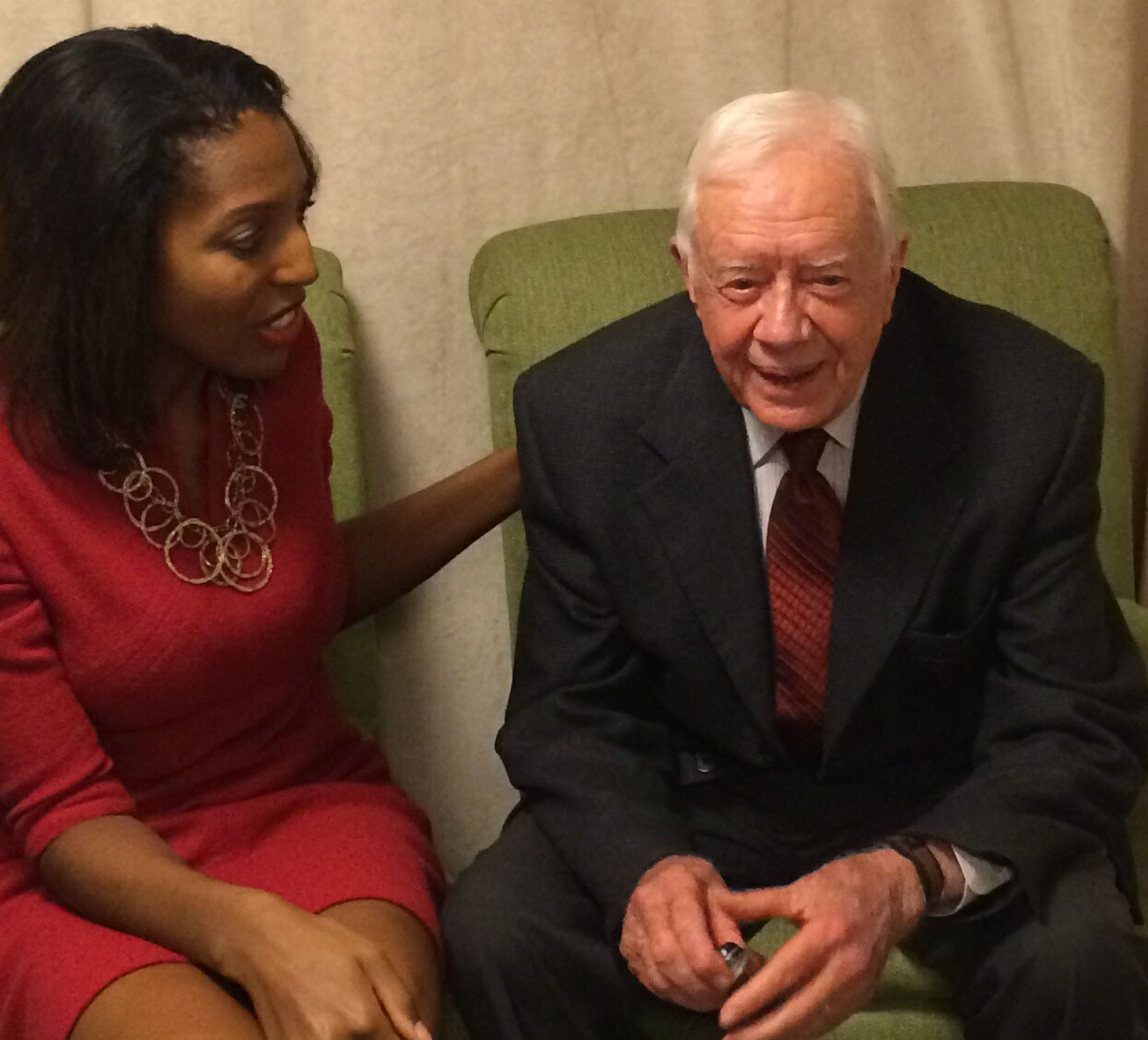 Keli Interviewing former President Jimmy Carter at the 2014 Women in the World Conference