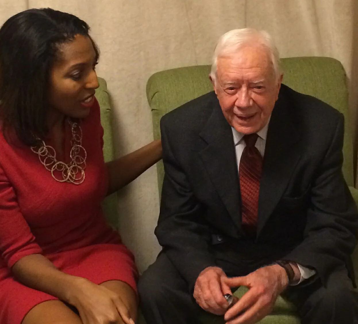 Keli Interviewing former President Jimmy Carter at the 2014 Women in the World Conference