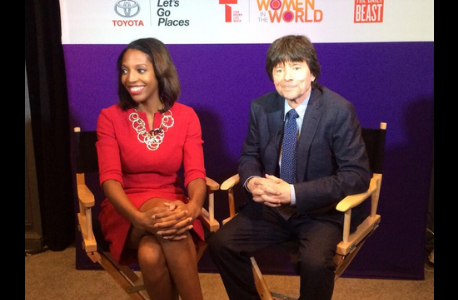 Keli Interviewing filmmaker Ken Burns at the 2014 Women in the World Conference