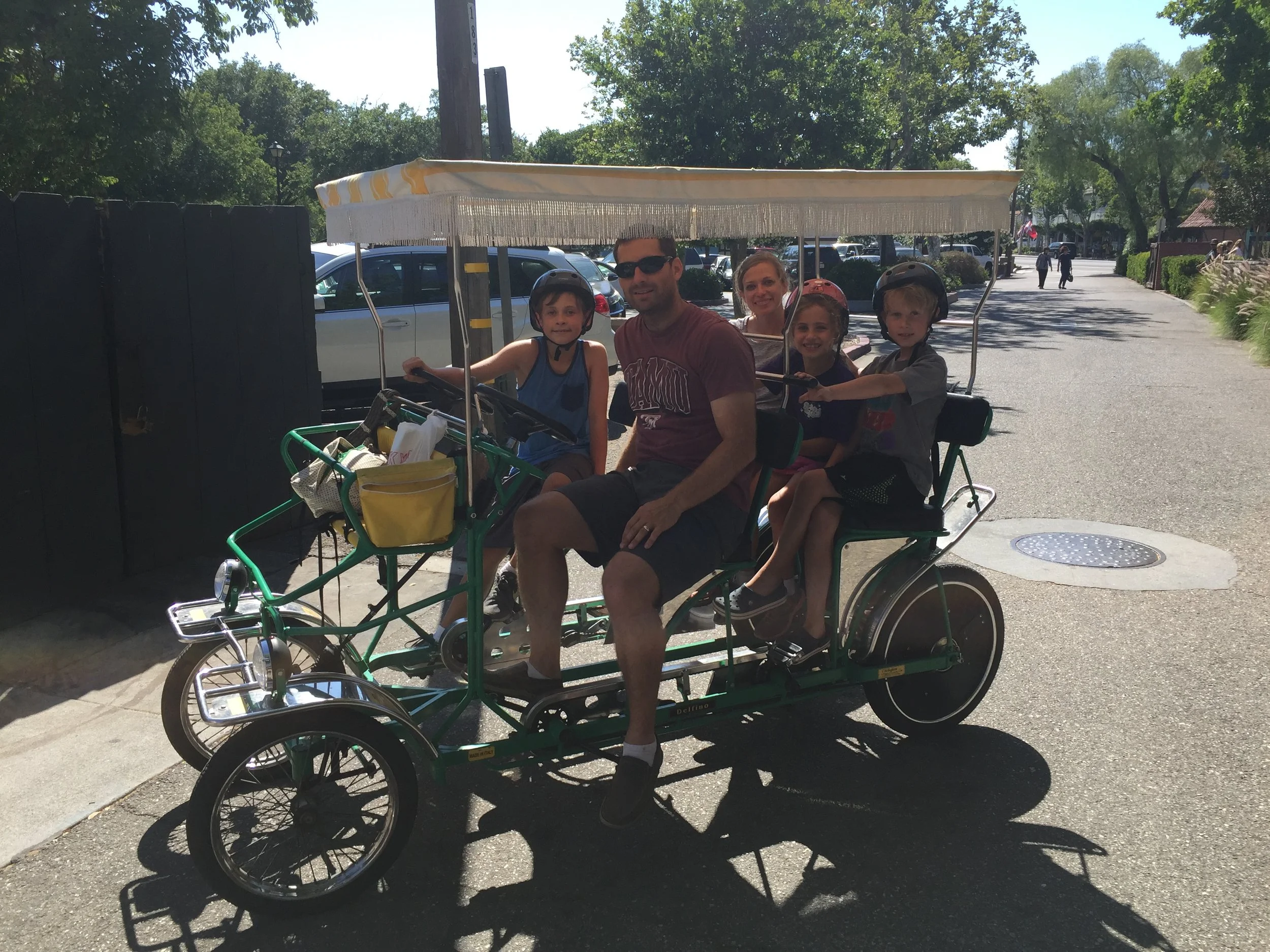 We rented a surrey to ride around town. Every year we do rent one of these on vacation we gain an additional pedal-er (when everybody's legs get long enough, we will be a force!).