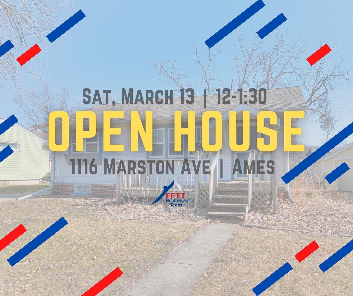 👉OPEN HOUSE👈
THIS SATURDAY, MARCH 13 FROM 12-:1:30PM

🏡 | 1116 Marston Ave, Ames
✅ | $145,000
https://rem.ax/1116_Marston_Ave

Swing by and chat will Collin about this cute house!

🛏 | 2 Bed
🛀 | 1 Bath

🚘 | Great Location
☀️ | Sizable Backyard
