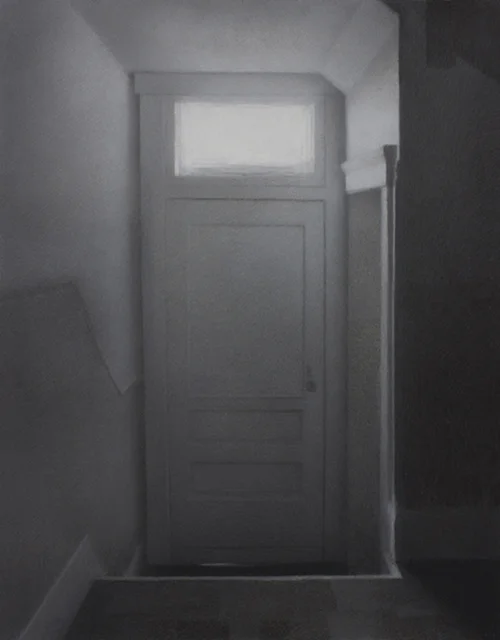"Passageway." Charcoal on paper, heightened with white, 2016.