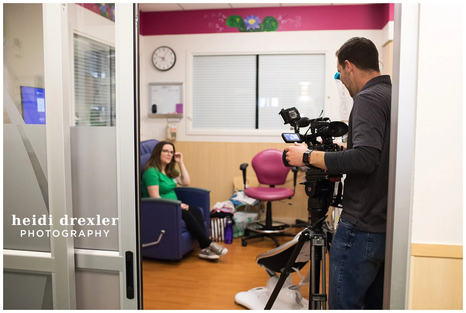Grant Bissell with KSDK interviewing a mom for a segment that aired last night.