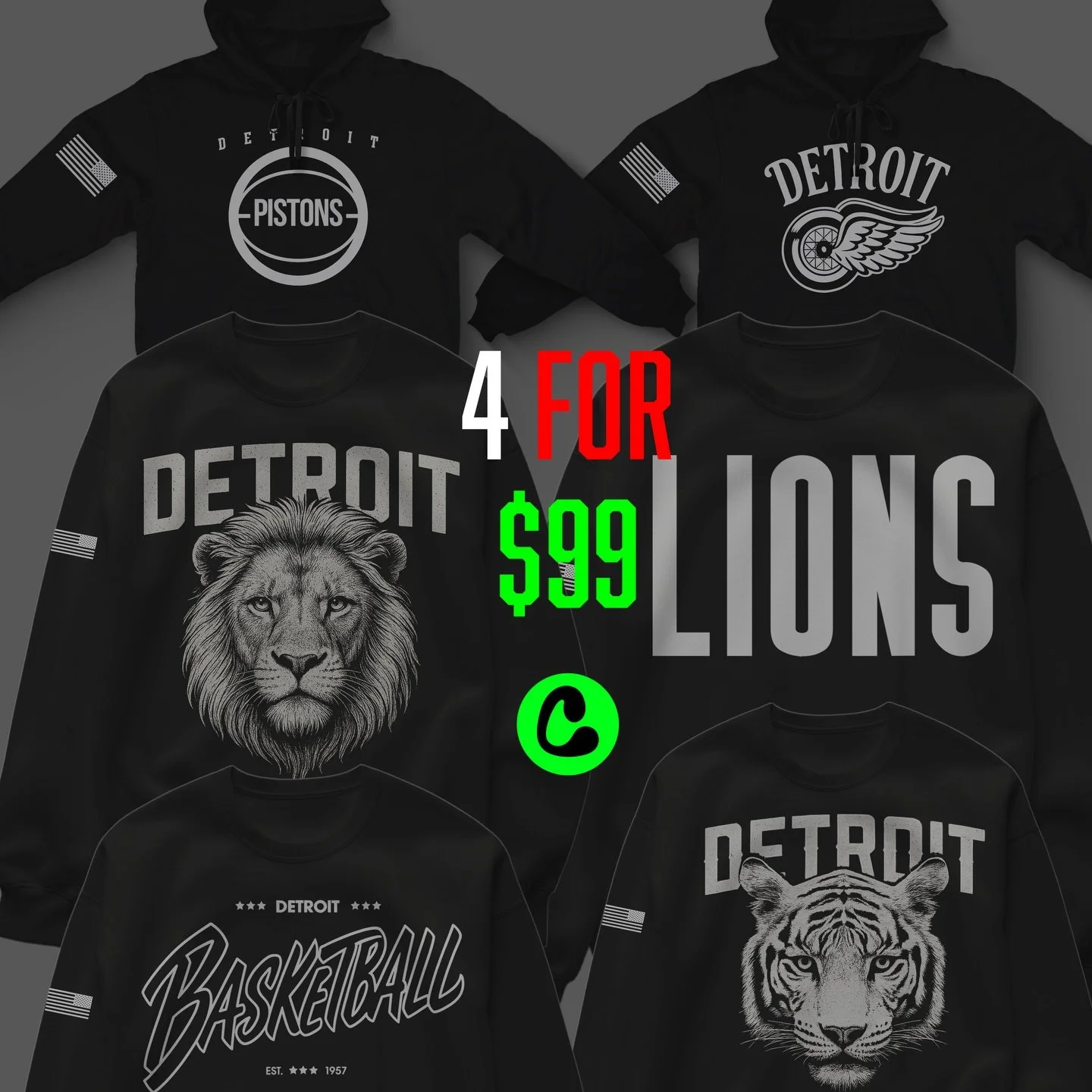 🔥 4 FOR $99 &mdash; MIX &amp; MATCH SALE! 🔥
For a limited time only, grab ANY 4 Detroit-inspired crewnecks or hoodies for just $99!
Pick your favorites, mix crews + hoods, and build your own bundle.
https://www.customsportsandapparel.com/shop

🖤 P
