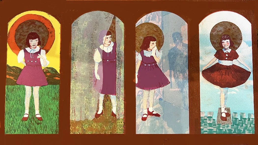   Model Child 4 Panels  offset Lithograph 20”x12” 