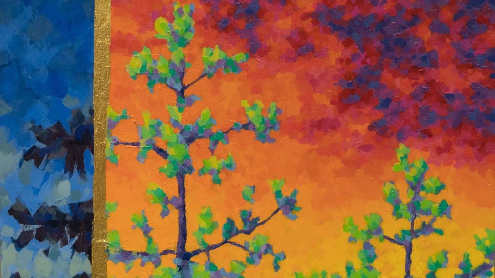 "Pine Trees at Dusk and Dawn" by artist Victoria Voner