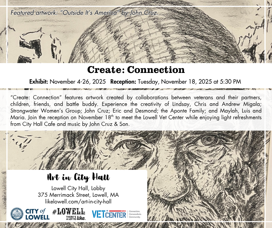Create: Connection - November 2025 - Exhibited artwork created by collaborations between veterans and their partners, children, friends, and battle buddies. Participating groups include Lindsay, Chris and Andrew Migala; Strongwater Women’s Group, Joh