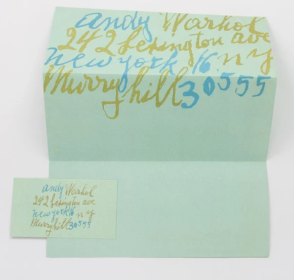  Warhol’s personal stationery: I used this and other samples to create the style of lettering seen in the  Idea Book.  