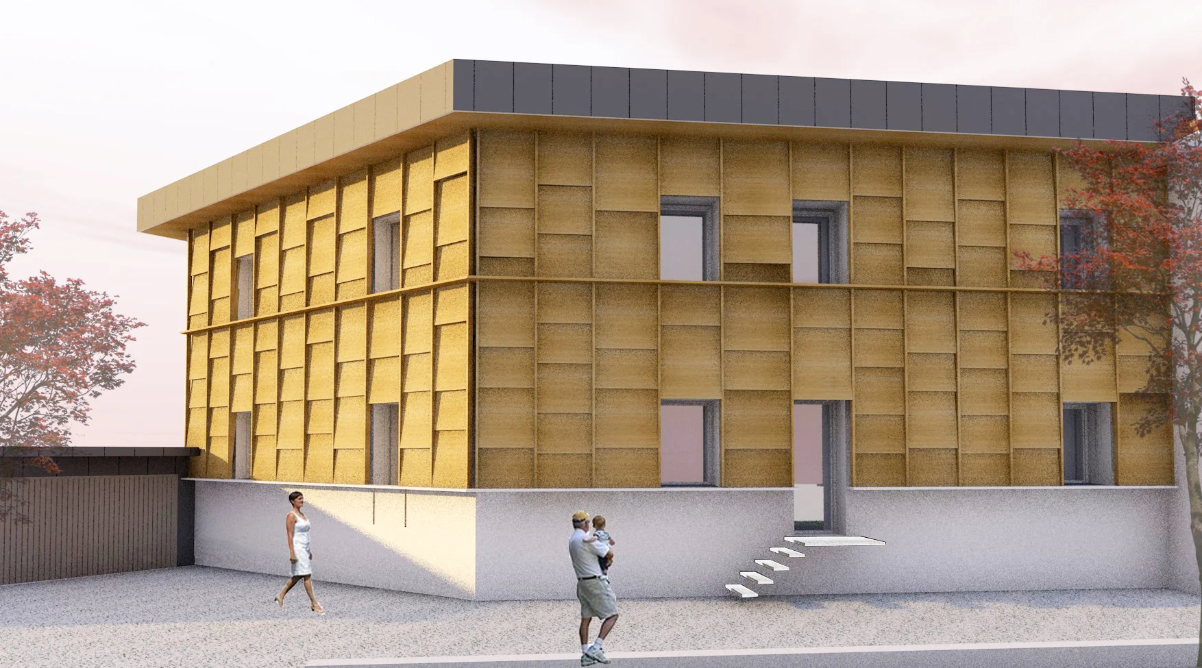  Progetto della nuova facciata isolata termicamente e rivestita con pannelli di legno 